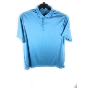 George Men's 3XL Polo Short Sleeve Button Blue Polyester Adult Shirt A3